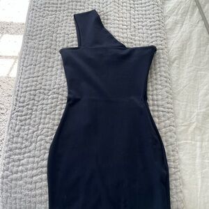 Navy One-Shoulder Dress